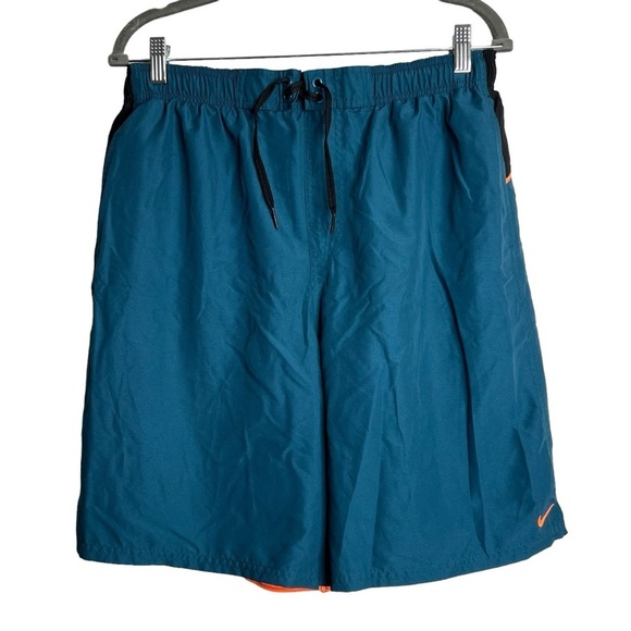 Nike Mens Swim Trunks Size XL Blue Orange Swoosh Logo Drawstring Beach Swimming - Picture 2 of 12